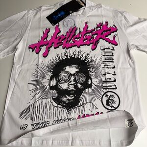 White Graphic T-Shirt with Pink Accents